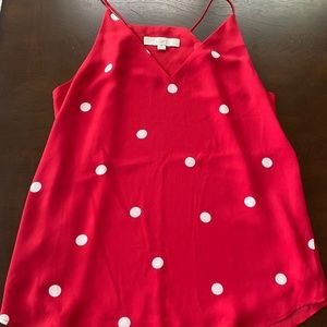 Loft Red and White Polka Dot Blouse